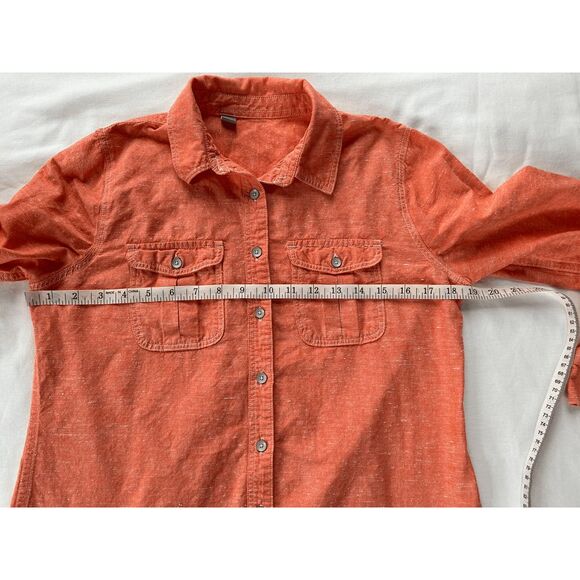 Women's Long Sleeve Button Down 100% Cotton Peachy/Orange Shirt, Size Medium - Picture 4 of 8